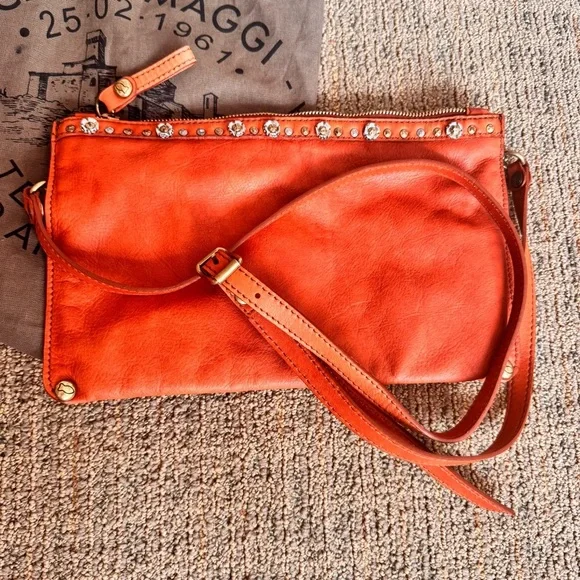 Campomaggi Bag New Free People Purse crossbody orange studded - Picture 2 of 11